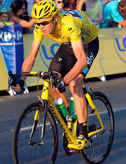 Chris Froome sprinting in a cycling event