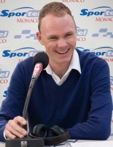 Chris Froome smiling in a press conference