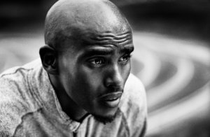 Mo Farah artistic face picture in black and white