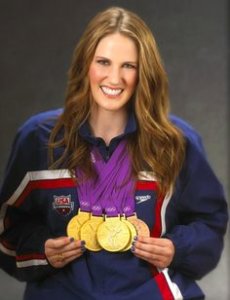 Missy Franklin with 5 medals on her neck