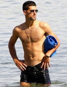 Novak Djokovic body shirtless on the beach